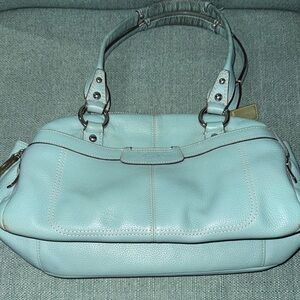 Coach Addison Leather Satchel Bag in Light Teal/Blue 🔥